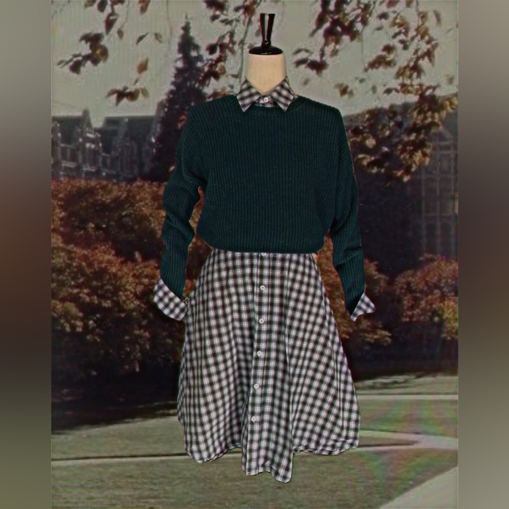 Serena & Lily plaid button down A-line Long sleeve dress with pockets size 2